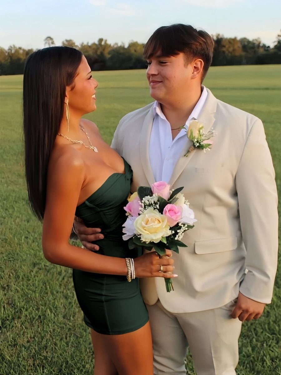 Issa | Yellow - Strapless Sheath Short Homecoming Dresses With Keyhole