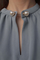 Buvette Pearl Blouse - Dusty Blue